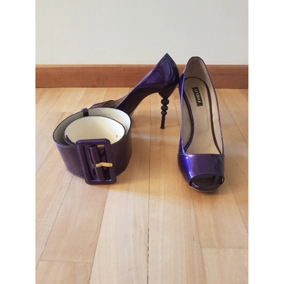 Pre-owned Le Silla Patent Leather Belt In Purple