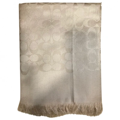 Pre-owned Coach Beige Silk Scarf