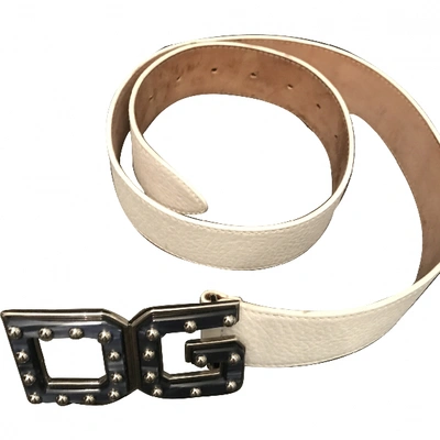 Pre-owned Dolce & Gabbana White Leather Belt