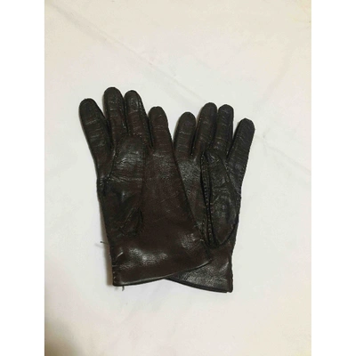 Pre-owned Prada Leather Gloves In Brown
