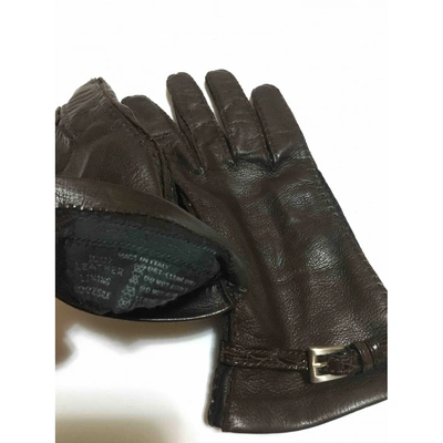 Pre-owned Prada Leather Gloves In Brown
