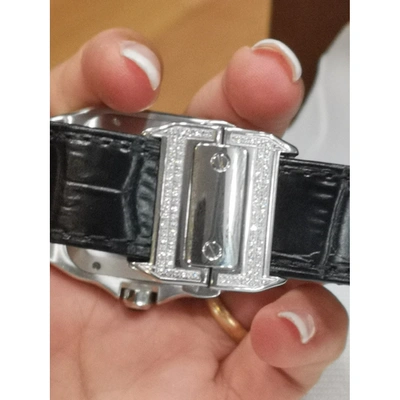 Pre-owned Cartier Santos 100 Black Steel Watch