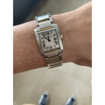 Pre-owned Cartier Tank Française Silver Gold And Steel Watch