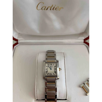 Pre-owned Cartier Tank Française Silver Gold And Steel Watch