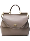 Dolce & Gabbana Sicily Medium Textured-leather Tote In Grey