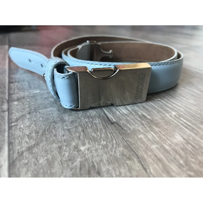 Pre-owned Moschino Leather Belt In Blue