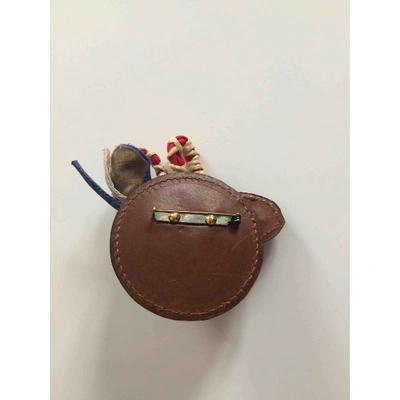 Pre-owned Marni Leather Pin & Brooche In Brown