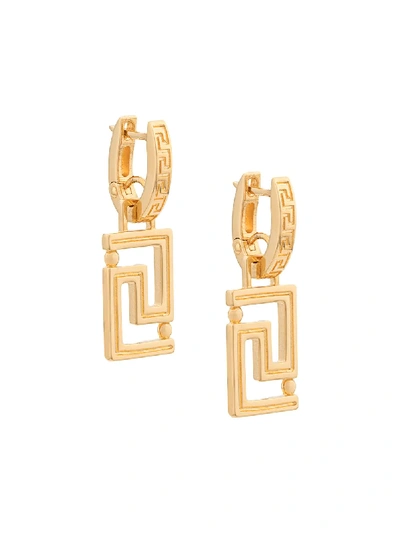 Shop Versace Greco Motif Earrings In Gold