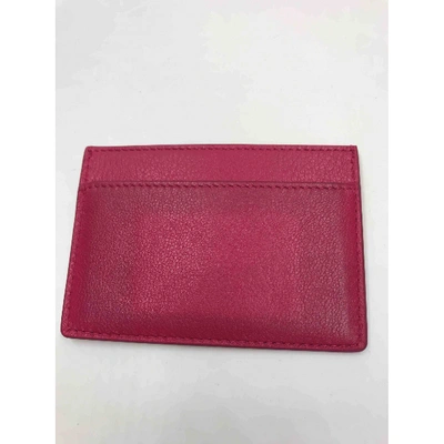 Pre-owned Saint Laurent Leather Card Wallet In Pink
