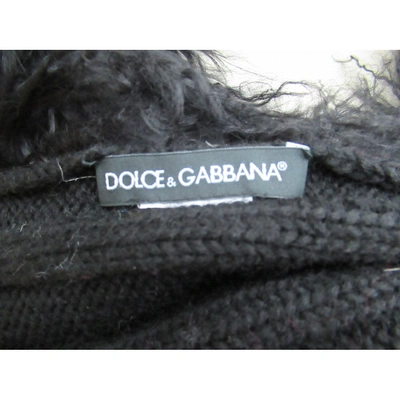 Pre-owned Dolce & Gabbana Black Mongolian Lamb Scarf