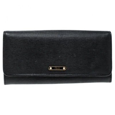 Pre-owned Fendi Black Leather Wallet