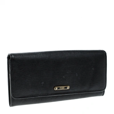 Pre-owned Fendi Black Leather Wallet