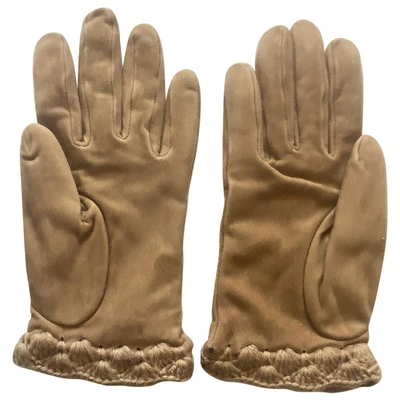Pre-owned Dolce & Gabbana Brown Suede Gloves