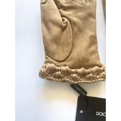 Pre-owned Dolce & Gabbana Brown Suede Gloves