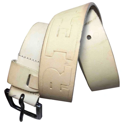Pre-owned Replay Leather Belt In Ecru