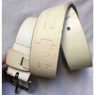 Pre-owned Replay Leather Belt In Ecru