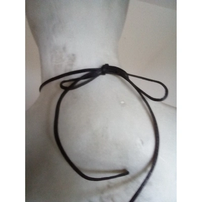 Pre-owned Prada Leather Necklace In Black