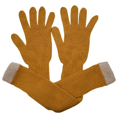Pre-owned Jucca Wool Long Gloves In Yellow