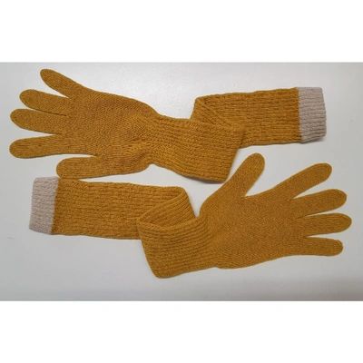 Pre-owned Jucca Wool Long Gloves In Yellow