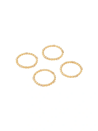 Shop Joanna Laura Constantine Set Of Four Gold-plated Rings