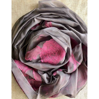 Pre-owned Giorgio Armani Silk Handkerchief In Grey