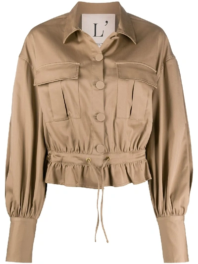 Shop L'autre Chose Tie Front Button-up Jacket In Neutrals