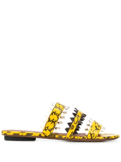 Shop L'autre Chose Strappy Lizard-print Effect Sandals In Yellow