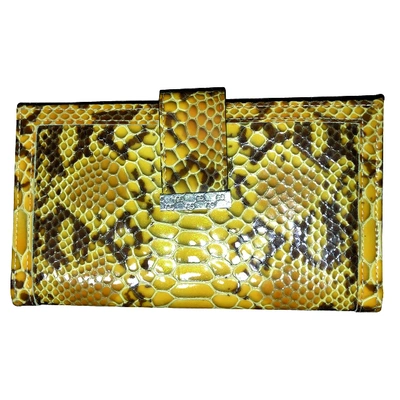 Pre-owned Gucci Yellow Python Wallet