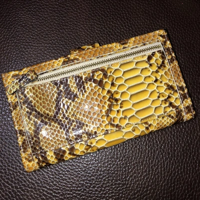 Pre-owned Gucci Yellow Python Wallet