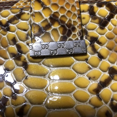 Pre-owned Gucci Yellow Python Wallet