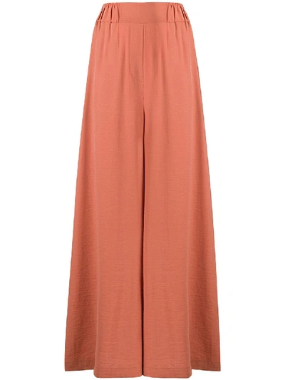 Shop Alysi Crinkled Effect Elasticated Waist Palazzo Pants In Pink
