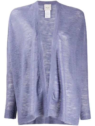 Shop Alysi Semi-sheer Open Front Cardigan In Purple