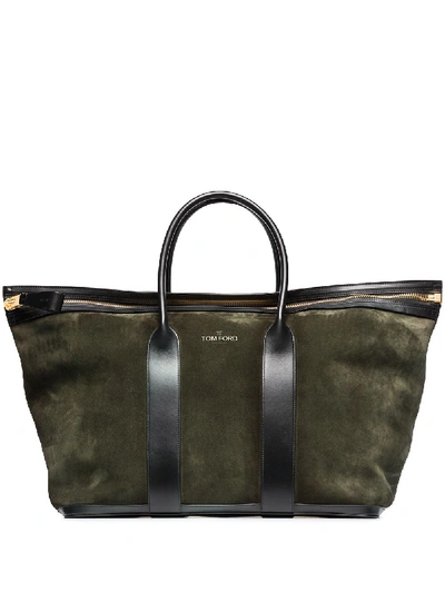 Shop Tom Ford Suede Holdall In Green