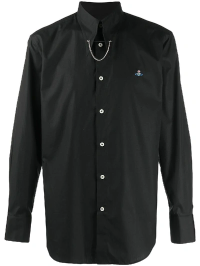 Shop Vivienne Westwood Clip Logo Embroidered Shirt In Black