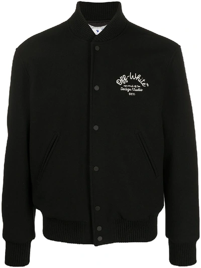 Shop Off-white Arrows Varsity Jacket In Black