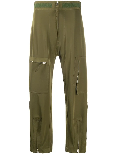 Shop Mm6 Maison Margiela Zip Fastening Straight-leg Trousers In Green