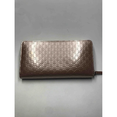 Pre-owned Gucci Continental Leather Wallet In Pink