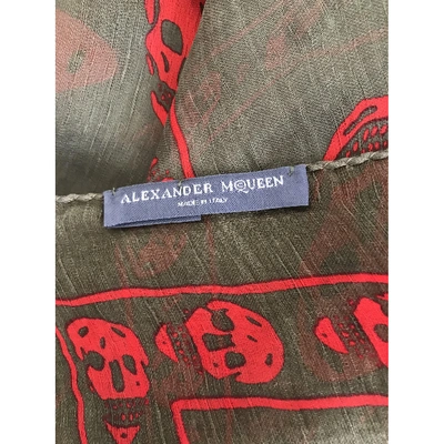 Pre-owned Alexander Mcqueen Silk Scarf In Khaki