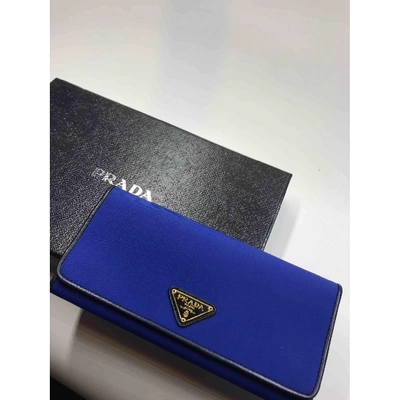 Pre-owned Prada Cloth Wallet In Blue