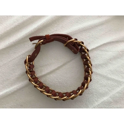 Pre-owned Miu Miu Leather Necklace In Brown