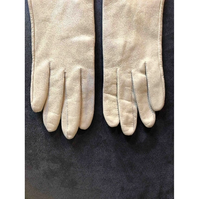 Pre-owned Aspinal Of London Leather Gloves In Beige