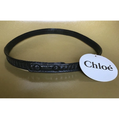 Pre-owned Chloé Patent Leather Belt In Anthracite