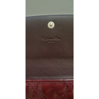Pre-owned Dior Patent Leather Wallet In Burgundy
