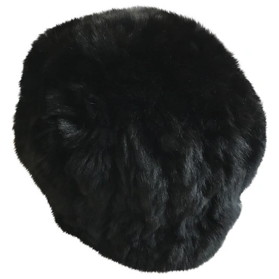 Pre-owned Pinko Black Rabbit Hat