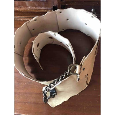 Pre-owned Pinko Leather Belt In Beige