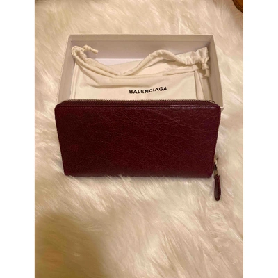 Pre-owned Balenciaga Leather Wallet In Burgundy