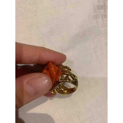 Pre-owned Dior Pré Catelan Red Yellow Gold Ring