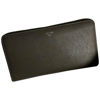 Pre-owned Celine Khaki Leather Wallet