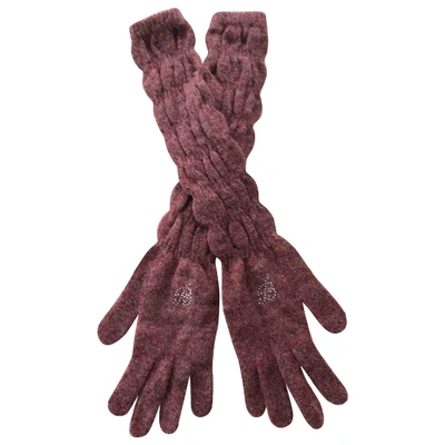 Pre-owned Blumarine Wool Long Gloves In Pink