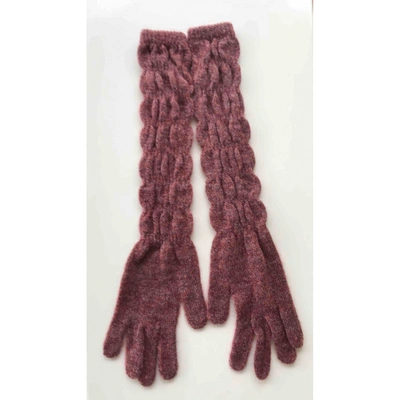 Pre-owned Blumarine Wool Long Gloves In Pink